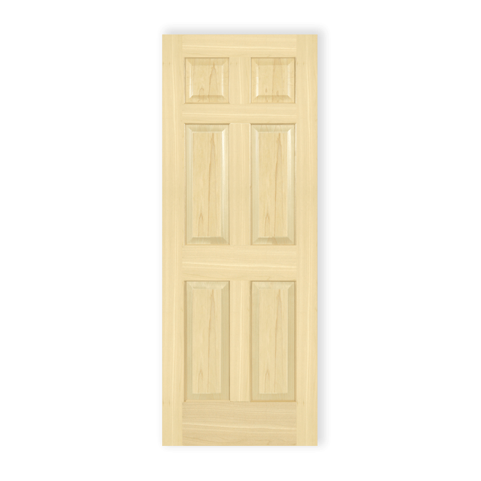 Poplar 5 Panel Equal Raised Panels Stain Grade Solid Core Interior Wood Doors 